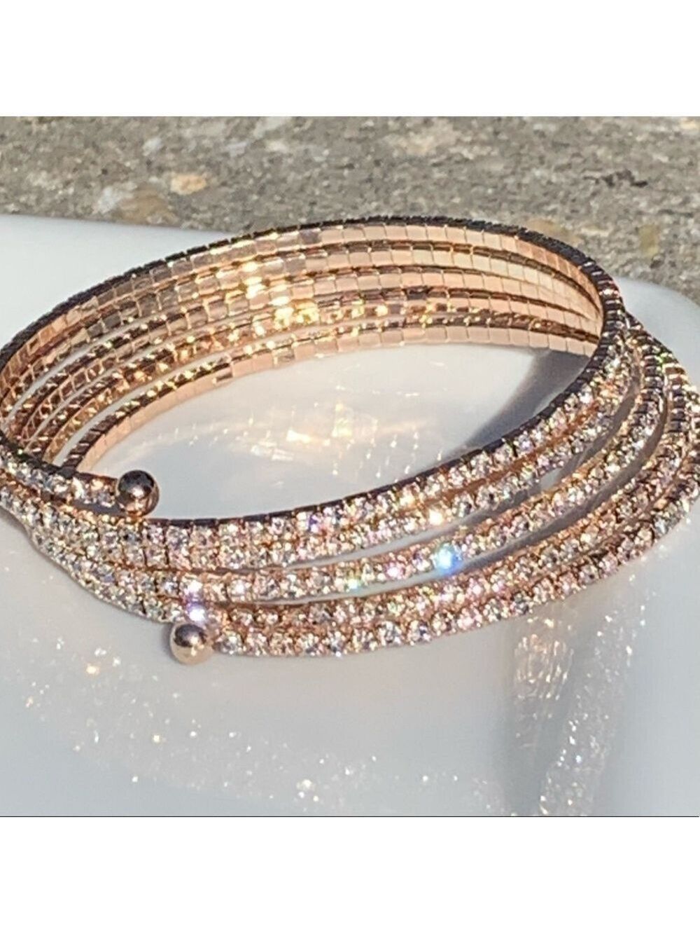 Rose Gold Cubic Zirconia Wrap Bracelet - Picture 4 of 7